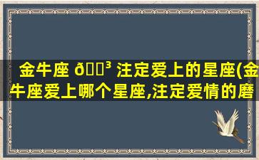 金牛座 🐳 注定爱上的星座(金牛座爱上哪个星座,注定爱情的磨合期会很长)